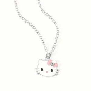Hello Kitty silver necklace w/ crystal bow